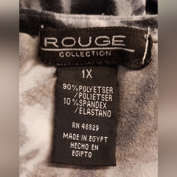 Rouge Women's Tie-dye High/Low Short Sleeve Open Back Top Blouse Size 1X. - Picture 2 of 3